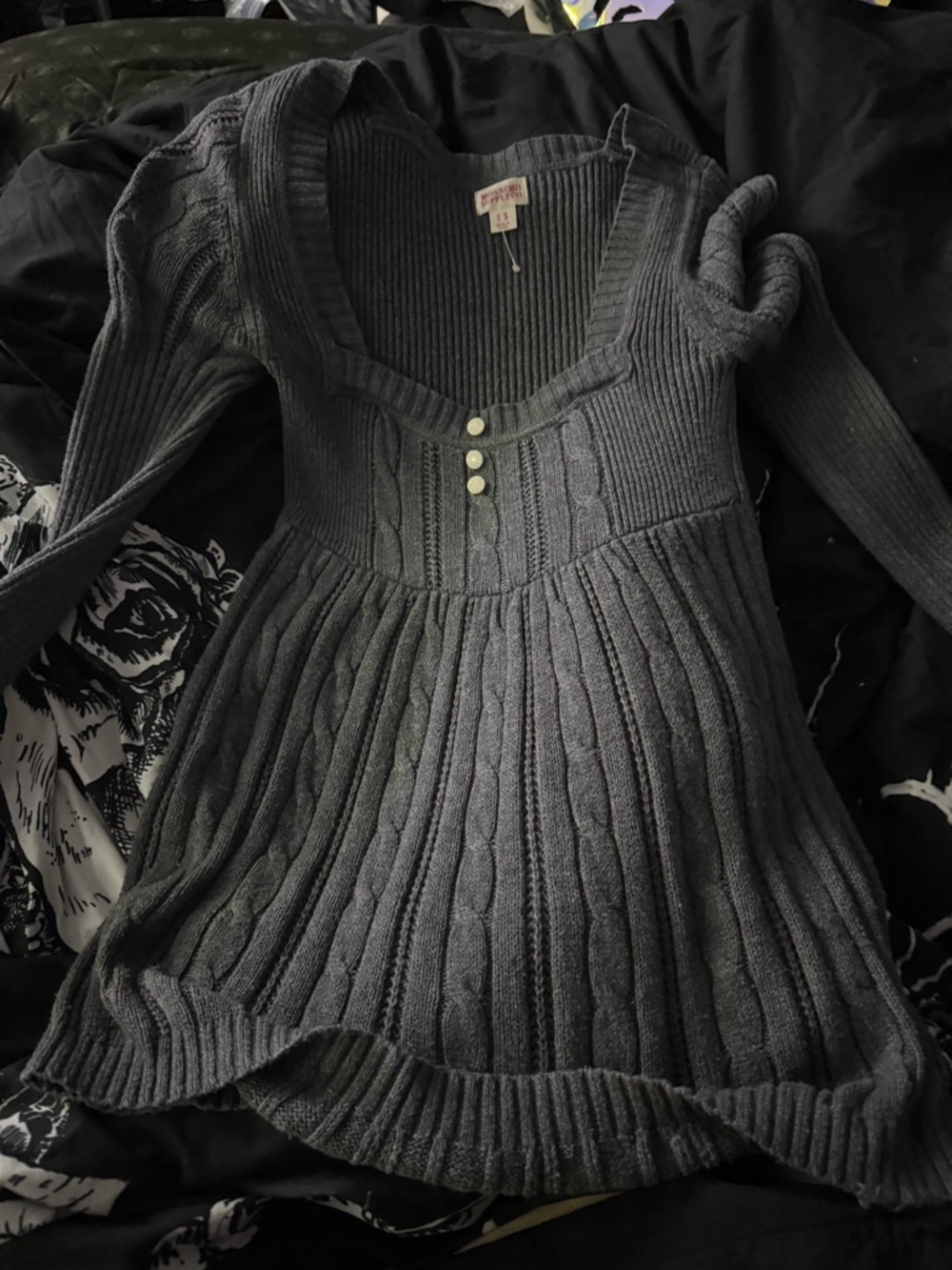 Mossimo Supply Co. Charcoal Ribbed Knit Top